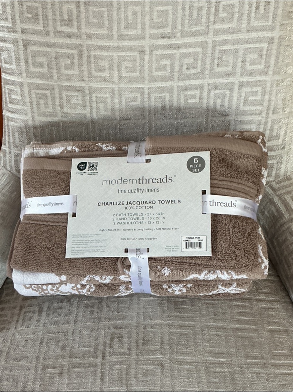Charlize Jacquard Bath Towel Set - Taupe